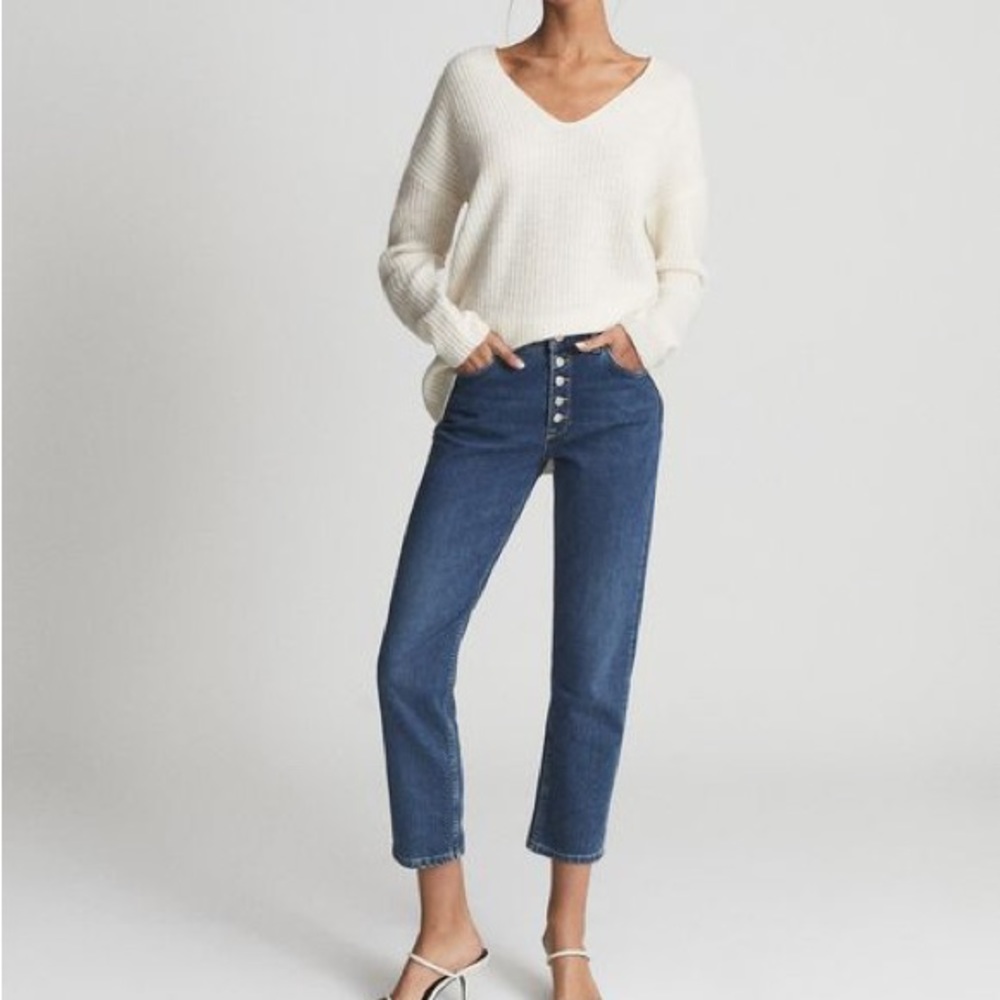 REISS Baily Mid Rise Slim Cropped Jean